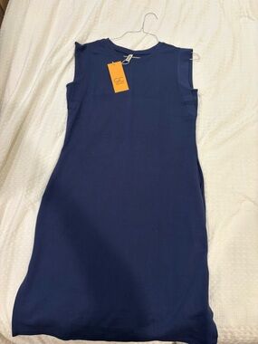 Navy Sleeveless Shift Dress - Solid Navy